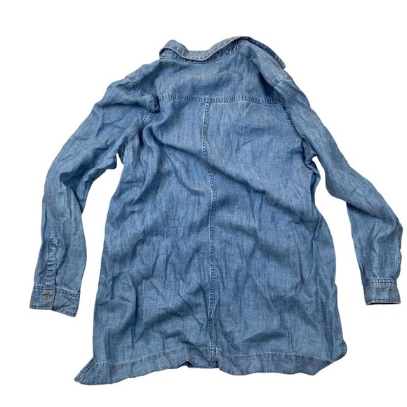 J. Jill Womens Blouse Medium Chambray Tunic Button Front Top Long Sleeve Casual - Picture 2 of 8